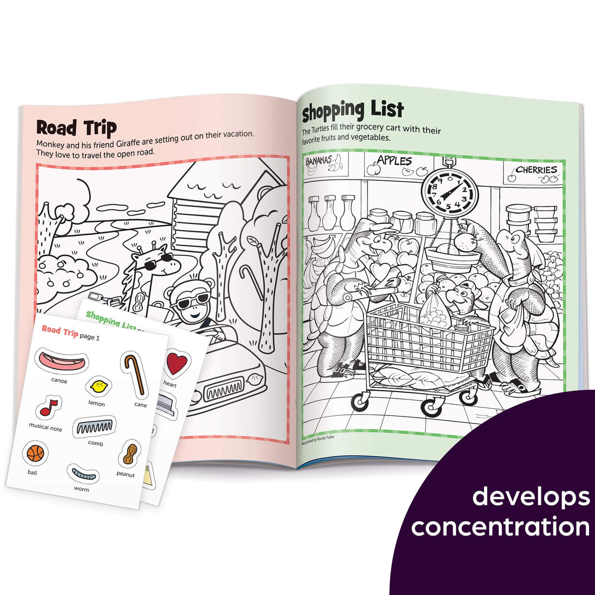 Highlights Hidden Pictures portable puzzle book perfect for car trips and on-the-go learning.