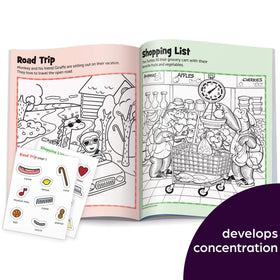 Highlights Hidden Pictures portable puzzle book perfect for car trips and on-the-go learning.