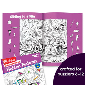 Highlights Hidden Pictures puzzle page illustration offers engaging scenes to search and discover.