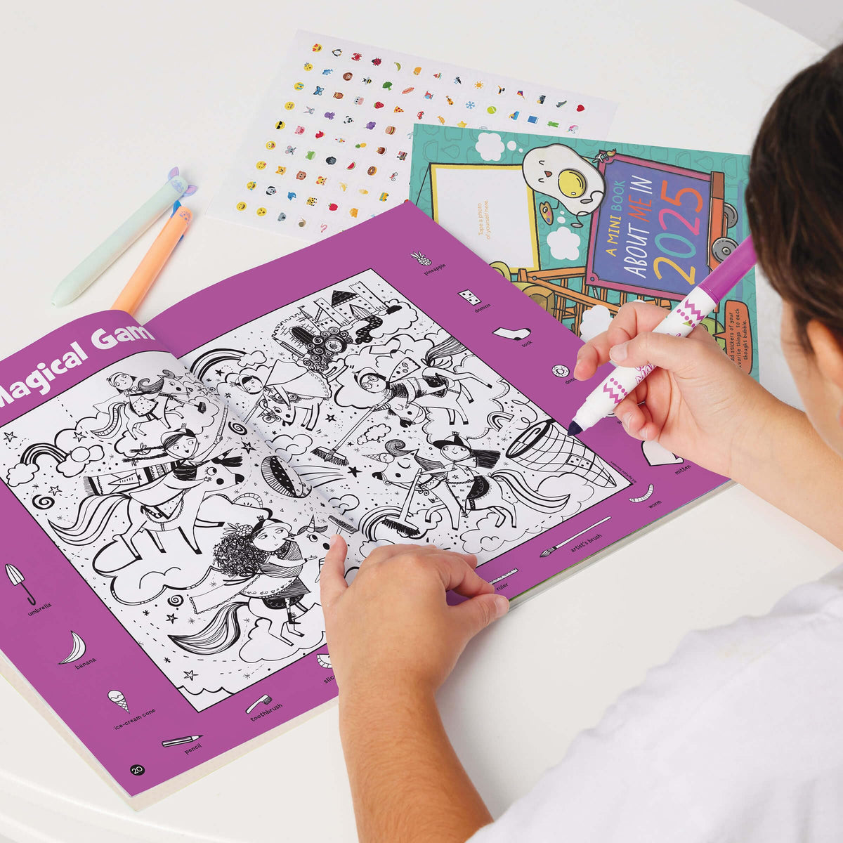 Highlights Hidden Pictures sticker booklet enriches creativity and self-expression on pages.