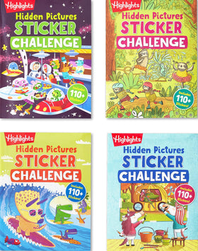 Highlights for Children Hidden Pictures Sticker Challenge 4-pack cover for independent seek-and-find play.