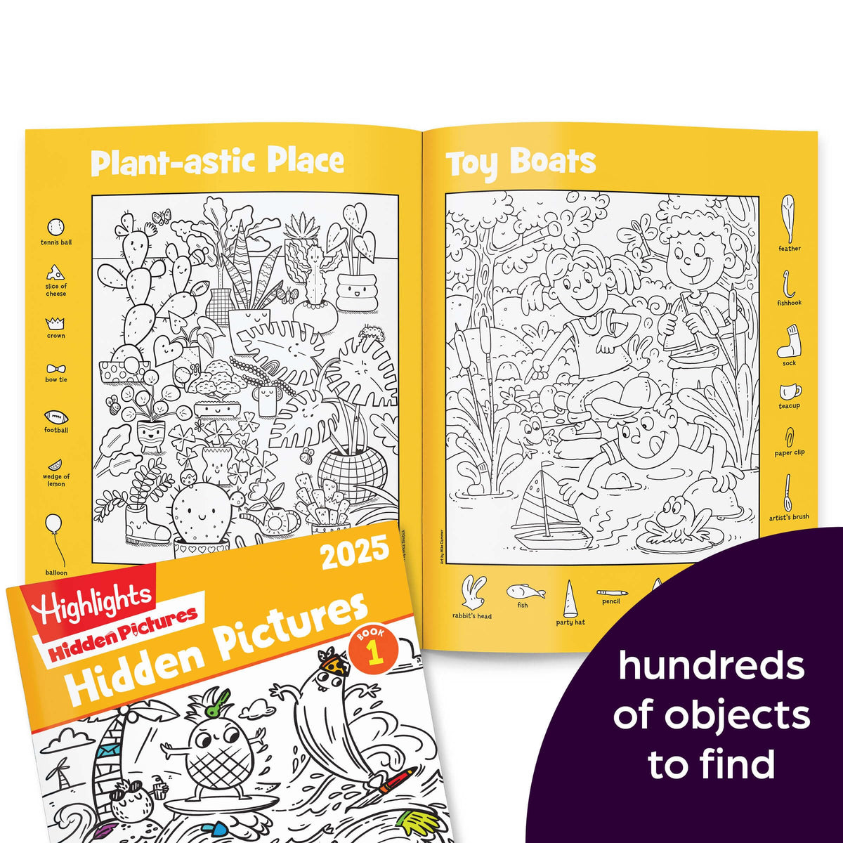 Highlights Hidden Pictures travel-compact case supports easy packing for on-the-go puzzling.