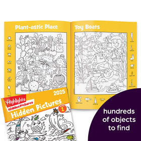 Highlights Hidden Pictures travel-compact case supports easy packing for on-the-go puzzling.