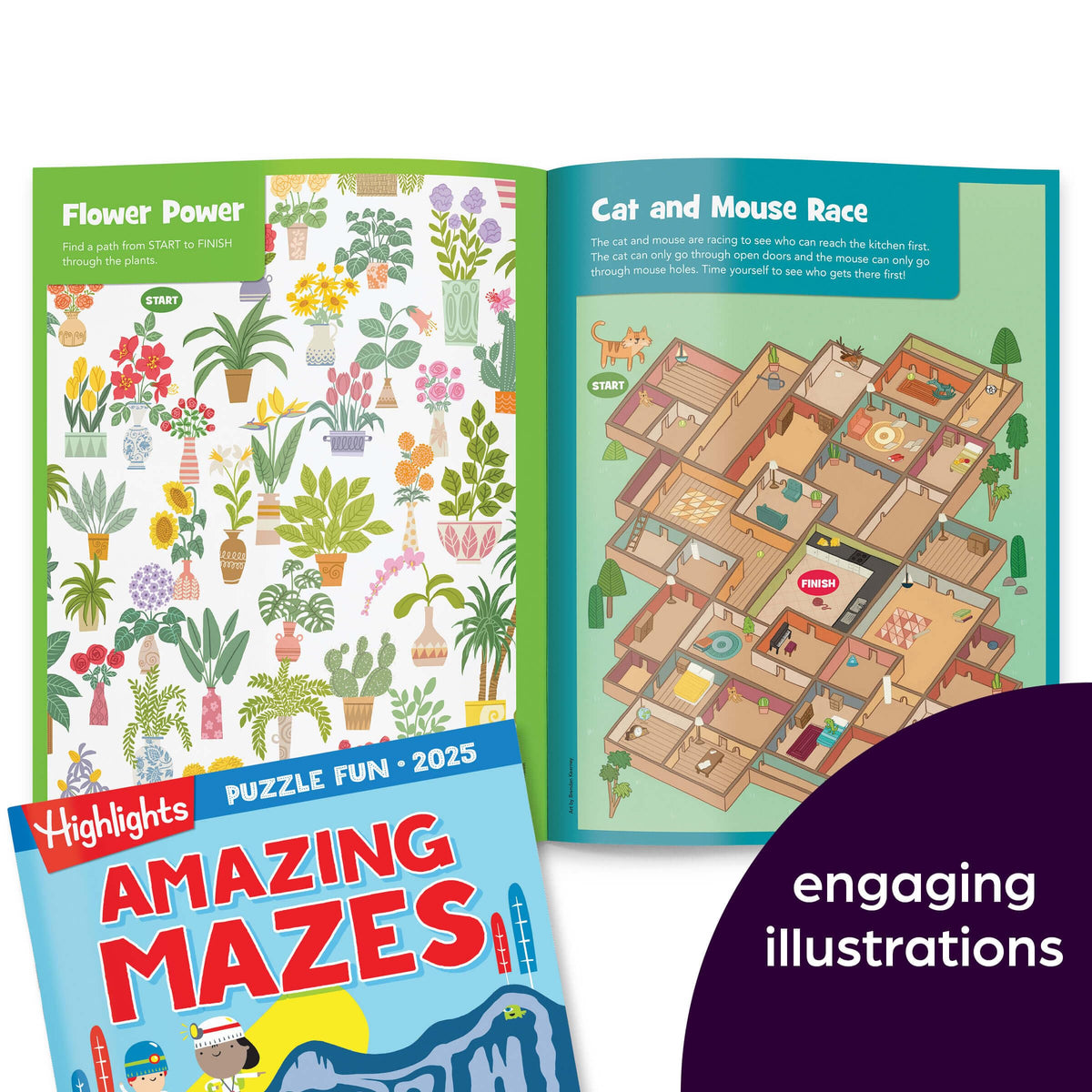 Highlights Puzzle Fun 2025 brain-teasers-scene invites observation practice during travel