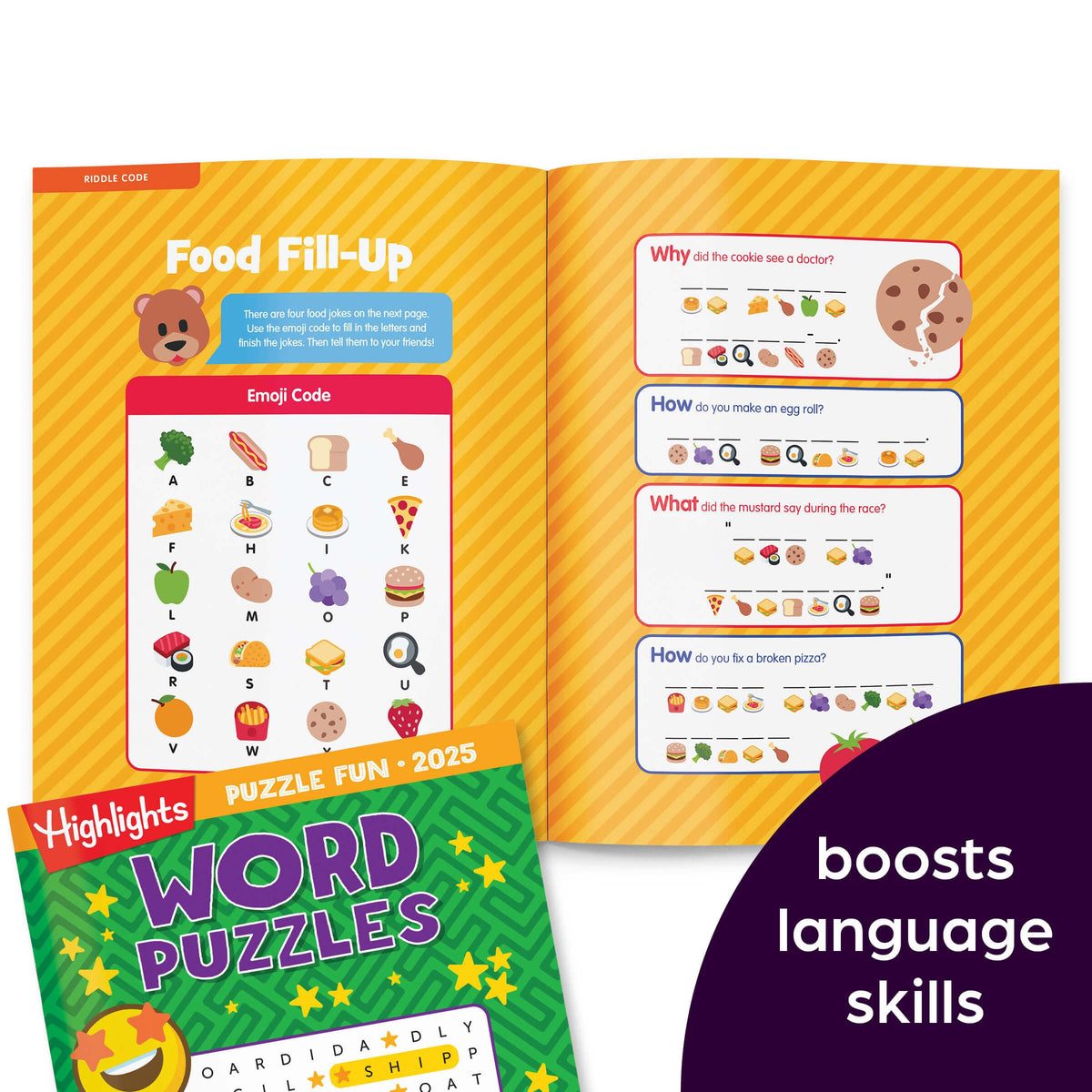 Highlights Puzzle Fun 2025 hidden-pictures-scene invites kids to spot details without screens