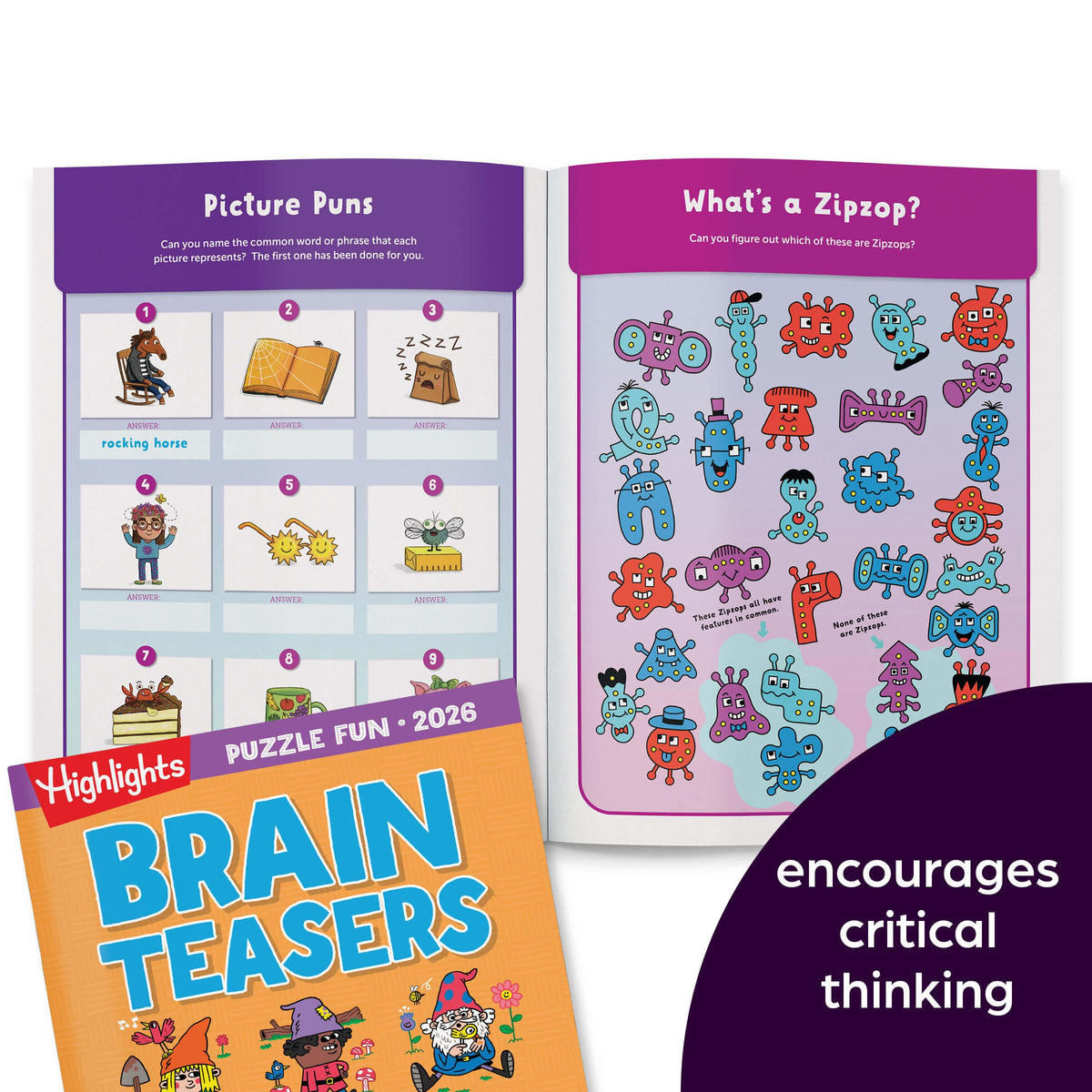 Highlights Puzzle Fun Amazing Mazes page shows twisty paths to boost concentration.