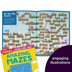 Highlights Puzzle Fun brain teasers page promoting focused thinking and problem solving.