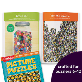 Highlights Puzzle Fun Word Puzzles page with crosswords and scrambles for vocabulary.