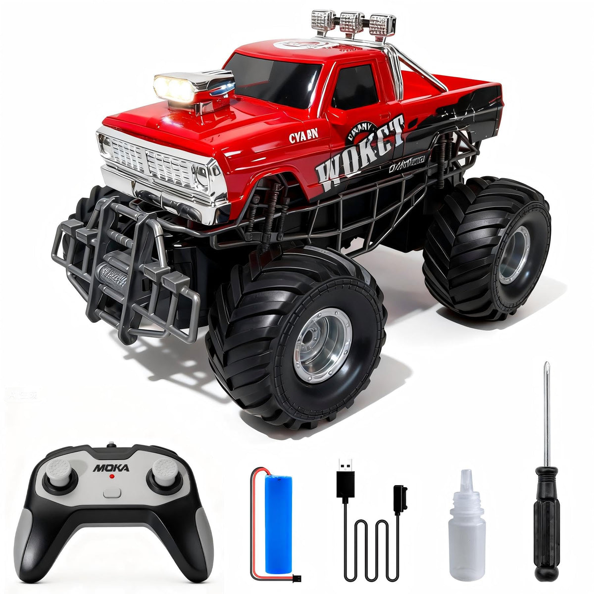 Highmall Highspeed truck front view with rugged off-road tires for action.
