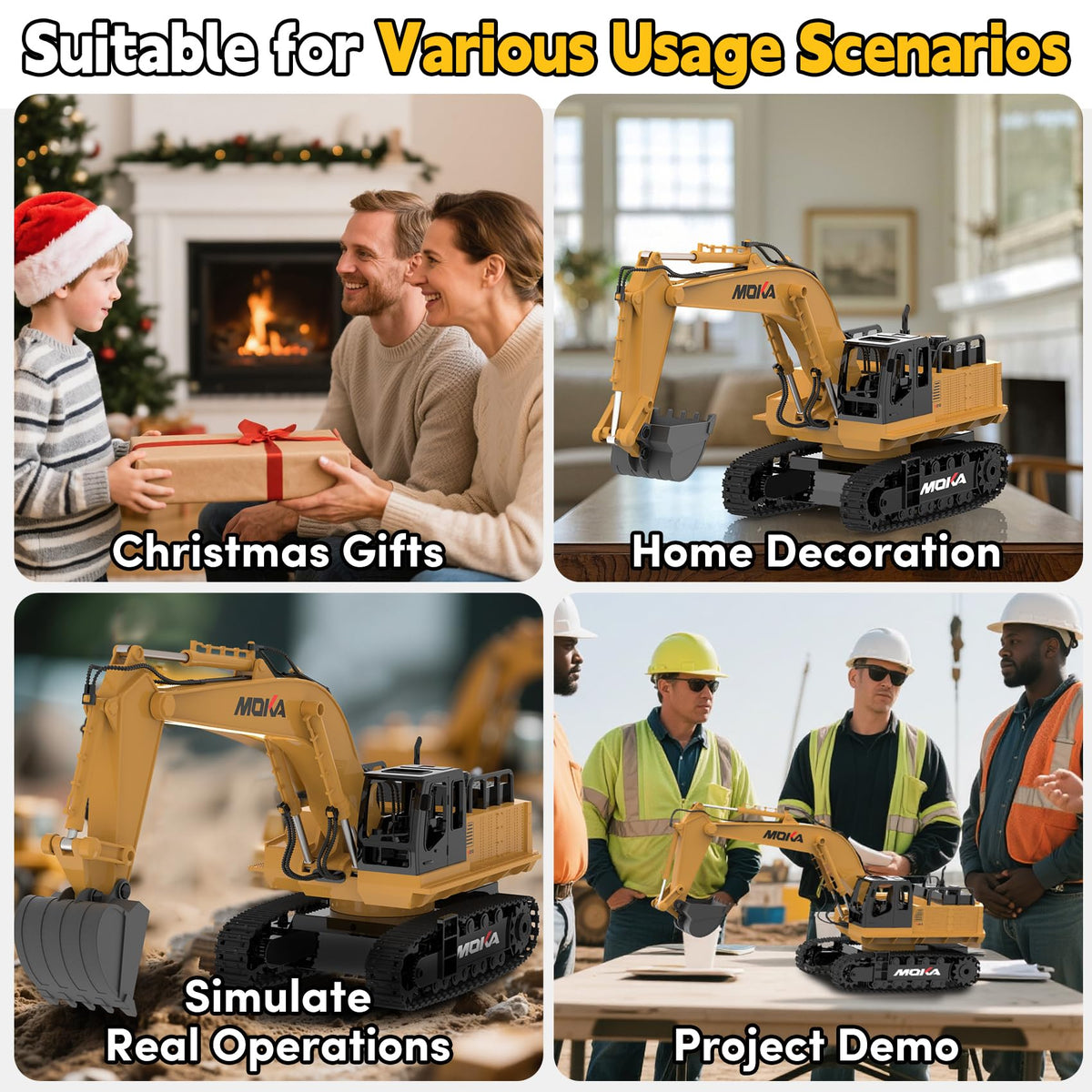 Highmall RC excavator toy lights and sounds for realism