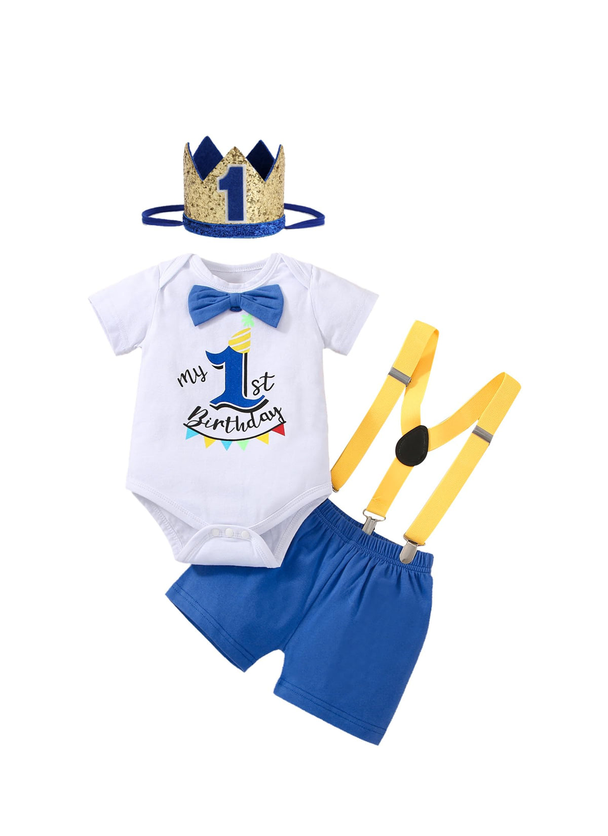 Highnesson-ww baby boy birthday outfit with bowtie romper for a cute first party look.