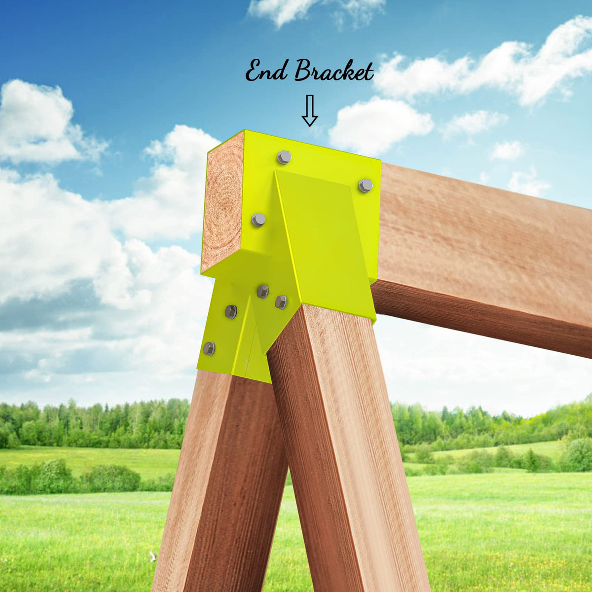 Highpro 4x6 top beam fit into A-frame bracket ensuring solid connection.