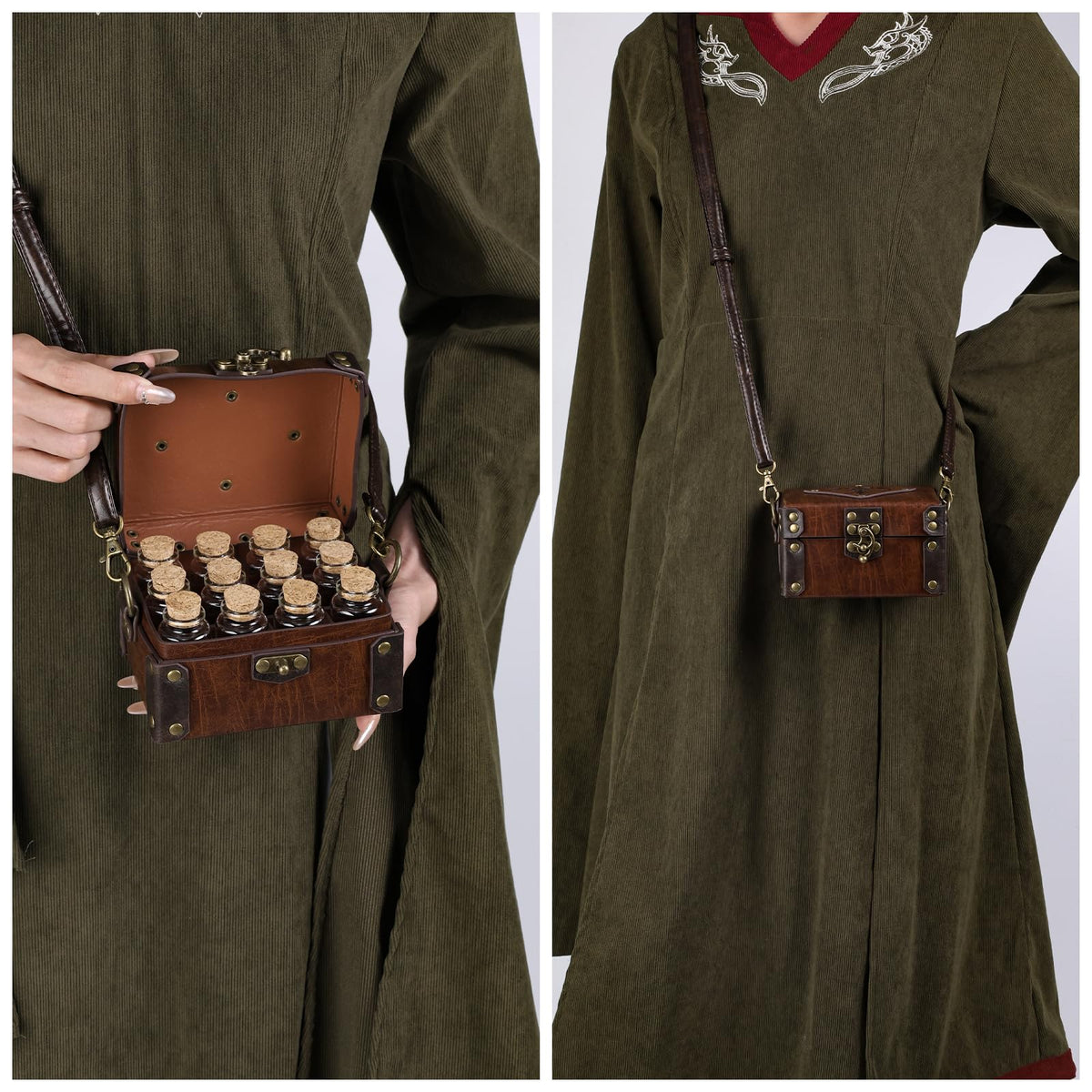 HiiFeuer crossbody bag with embossed medieval design for LARP outfits