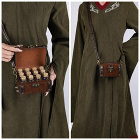 HiiFeuer crossbody bag with embossed medieval design for LARP outfits