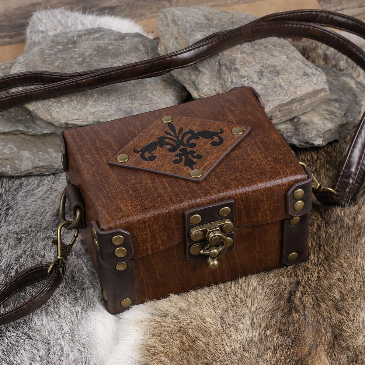HiiFeuer faux leather brown finish closeup highlights durable texture