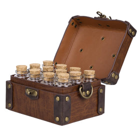 HiiFeuer medieval alchemy box with 12 cork vials for cosplay storage