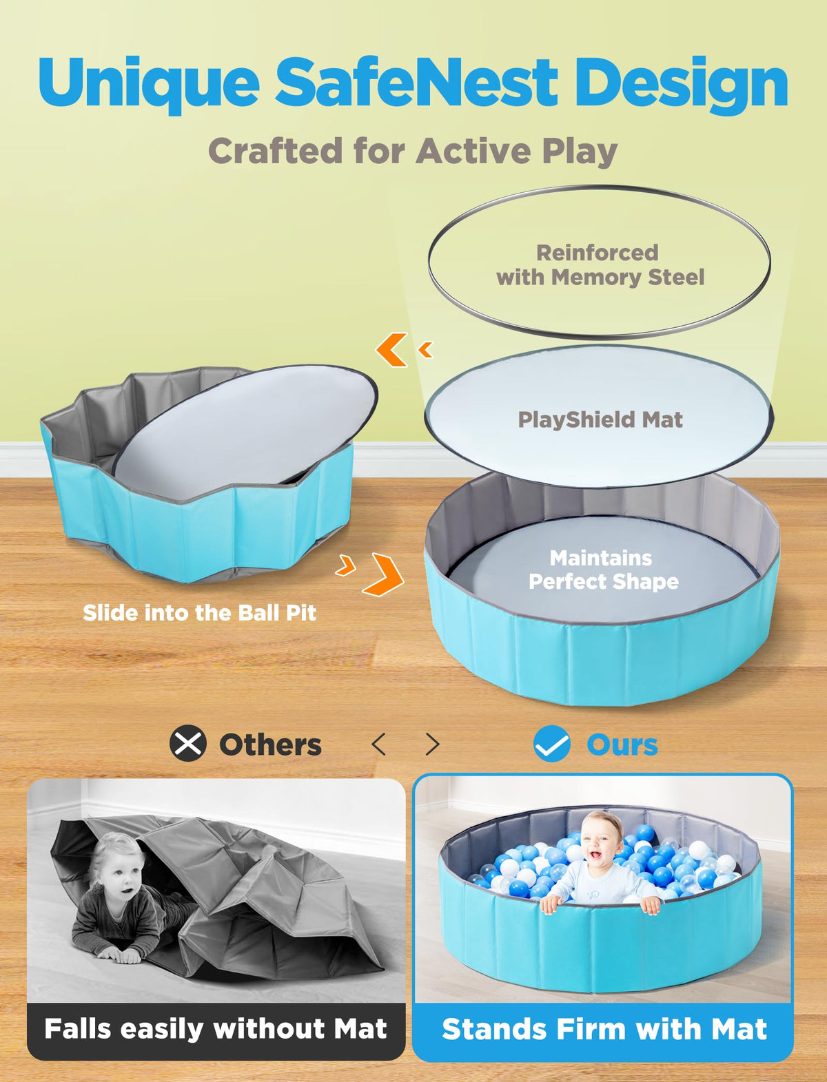 Hikiddy ball pit foldable setup for quick assembly and compact storage