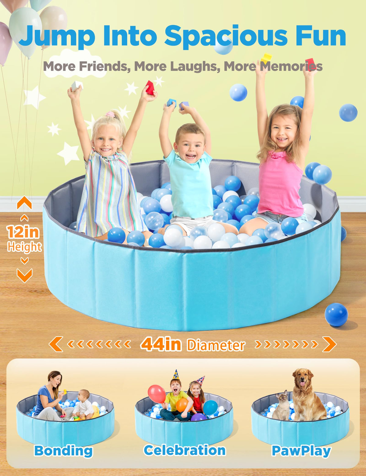 Hikiddy ball pit playmat memory steel structure keeps shape during play