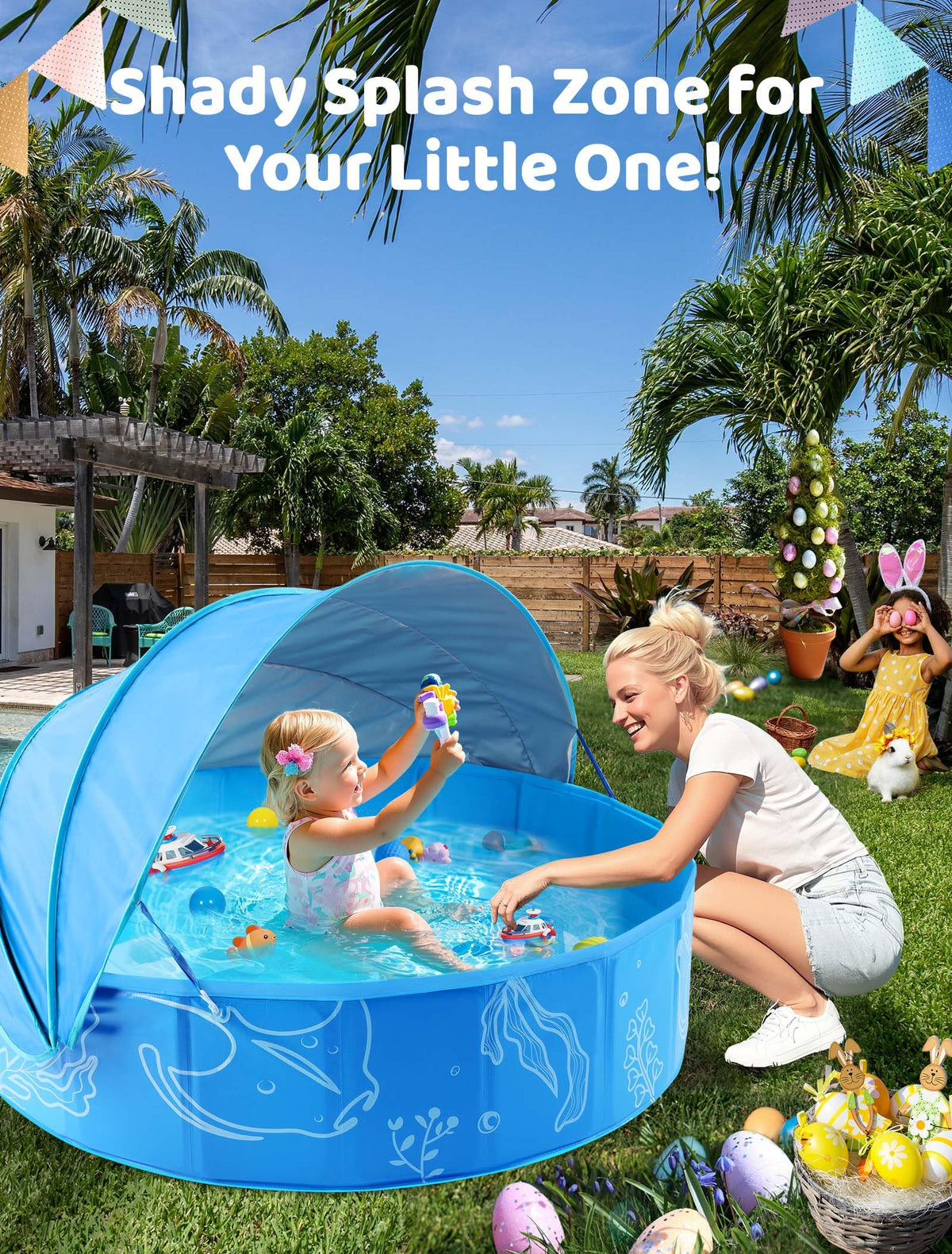Hikiddy family-friendly 47in pool for shared water play.
