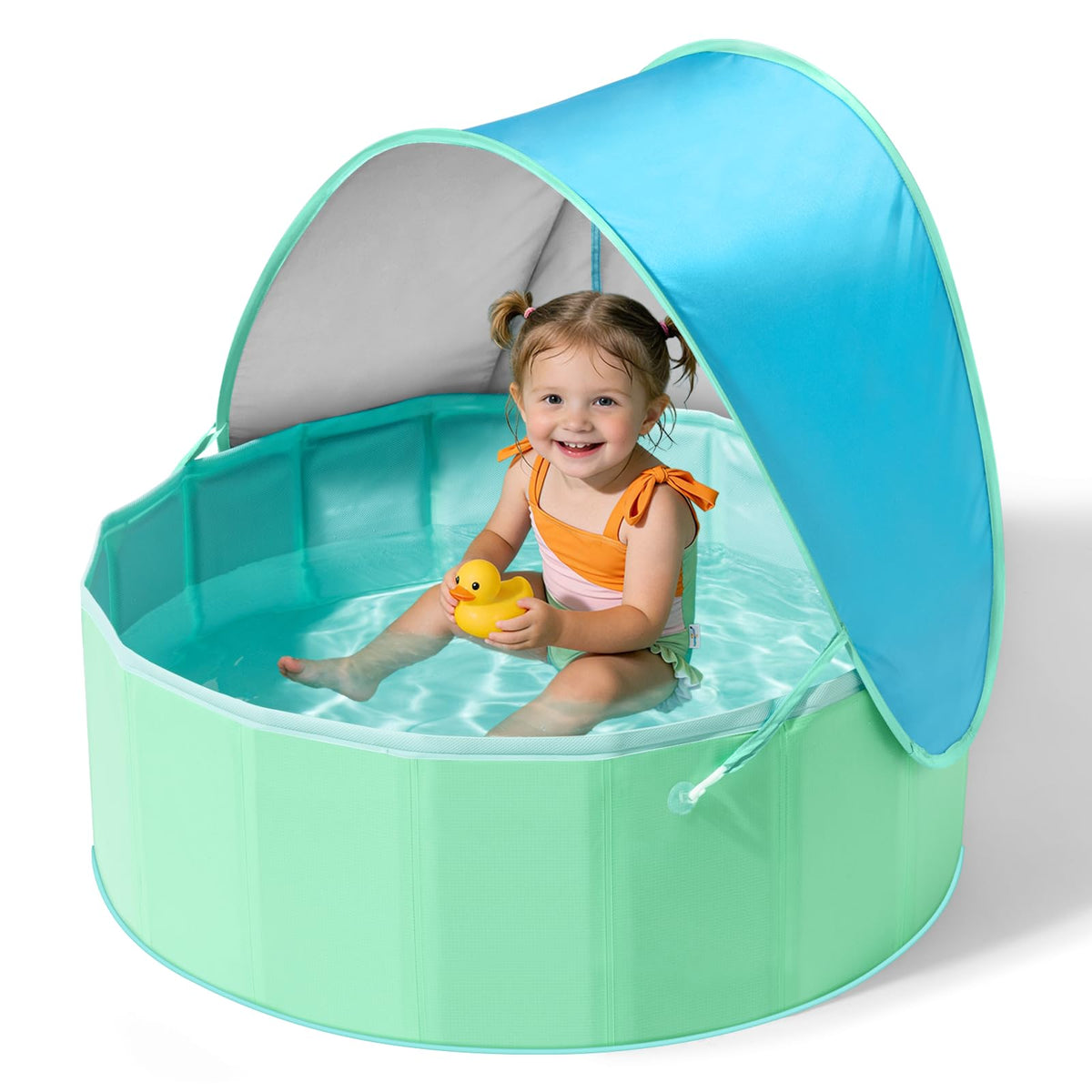 Hikiddy foldable kiddie pool 31.5in assembly view, safe toddler water play space.