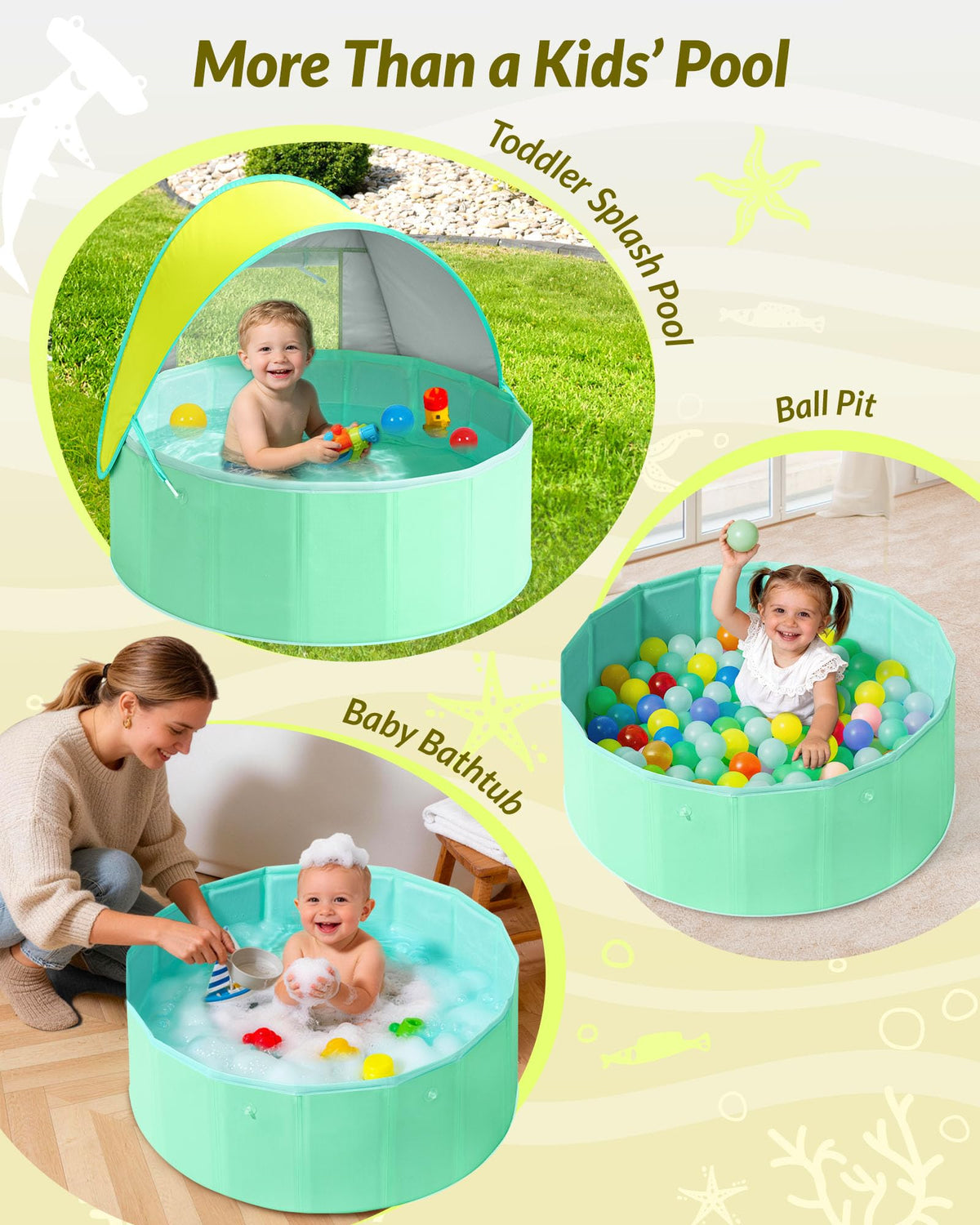 Hikiddy Foldable Kiddie Pool setup with water is quick and simple.