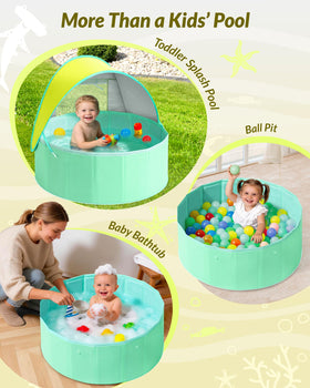 Hikiddy Foldable Kiddie Pool setup with water is quick and simple.