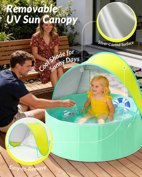Hikiddy Foldable Kiddie Pool soft rounded edges for safe splashes.