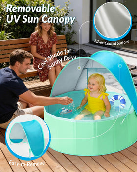 Hikiddy lightweight foldable pool packed into carry bag for easy storage.