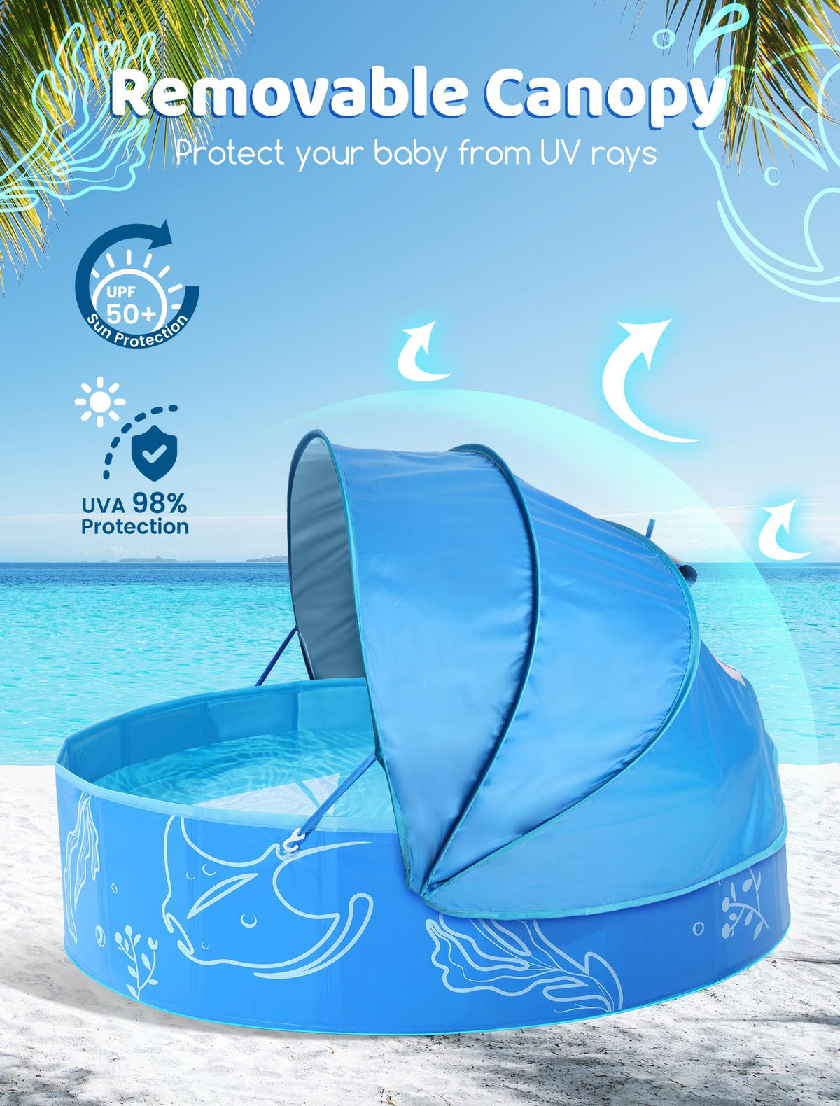 Hikiddy 47in pool offers roomy space for two to three kids to share.