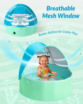 Hikiddy pool with soft edges highlighting safe design and anti-slip bottom.