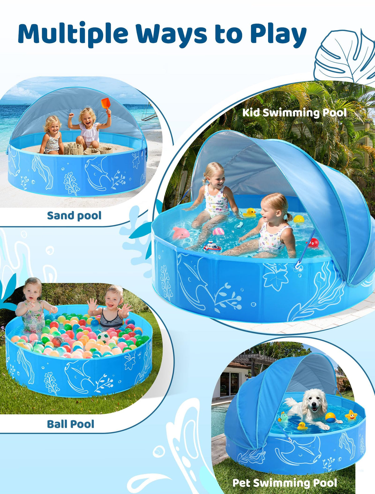Hikiddy water play pool suitable for beach, backyard, or park visits.