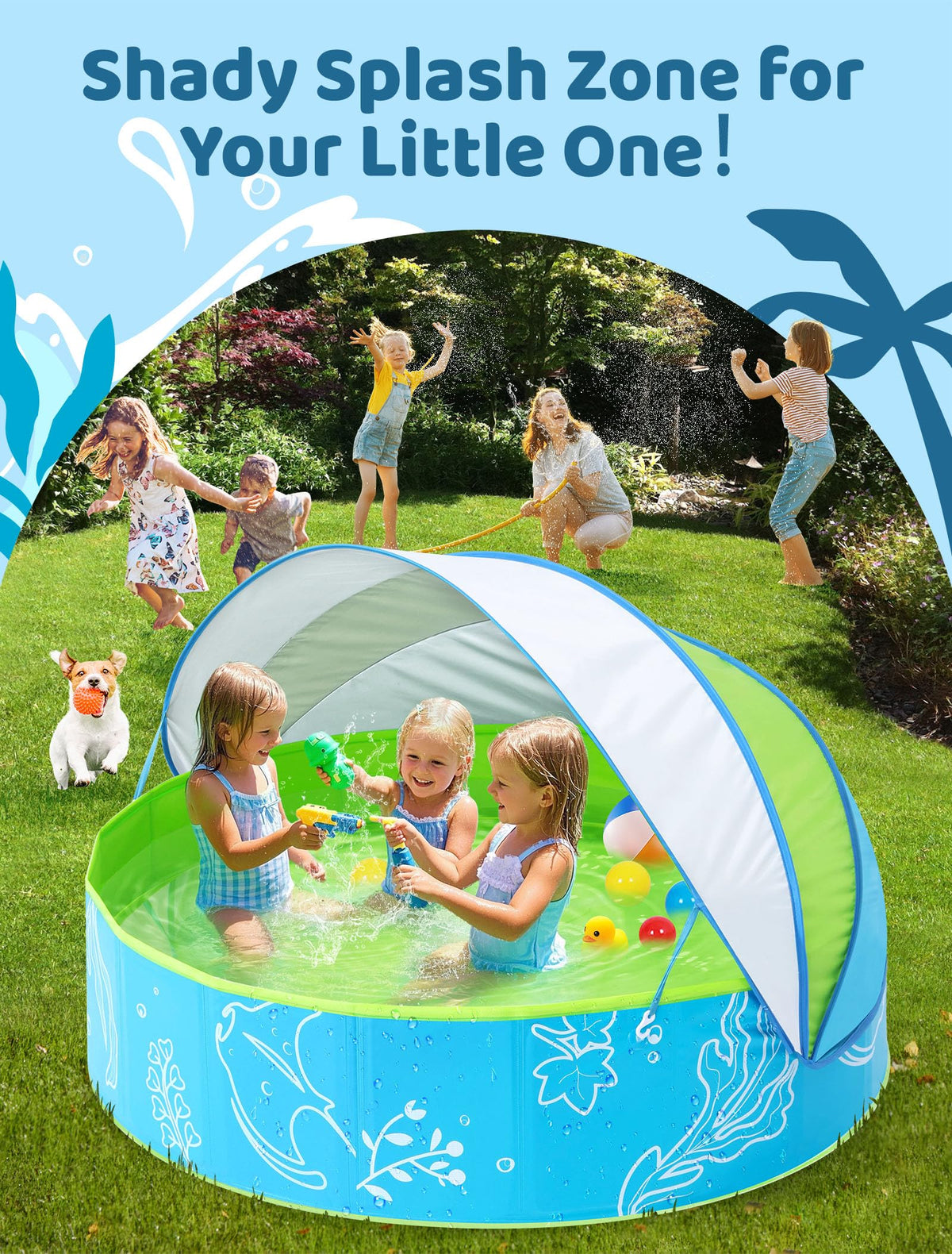 Hikiddy blue green canopy pool ready for summer adventures