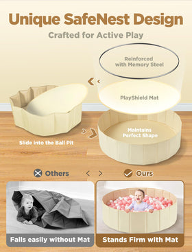 Hikiddy ball pit with smooth edges for a gentle touch during playtime
