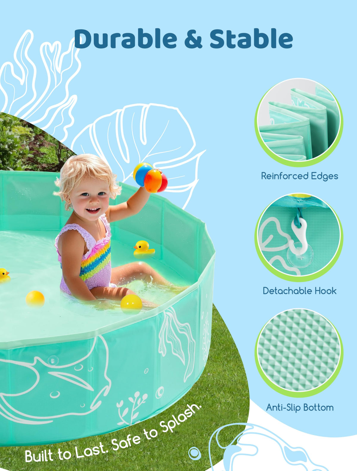 Hikiddy sun shade canopy protects skin during family pool time.