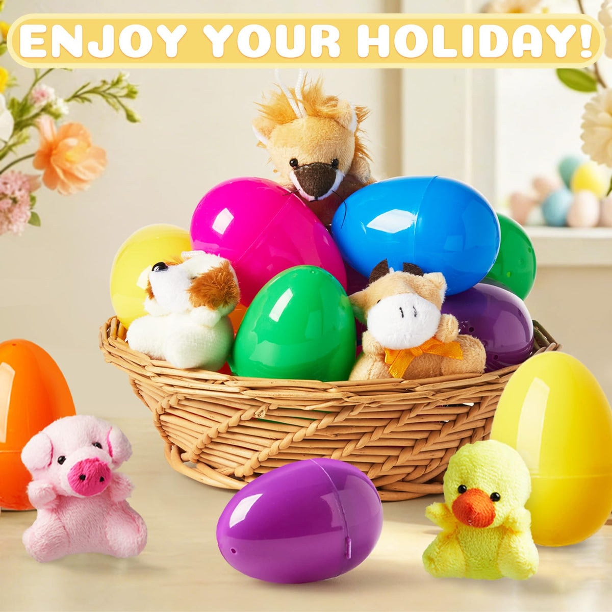 HIKISS sturdy egg shells that safely snap closed for exciting egg hunts.