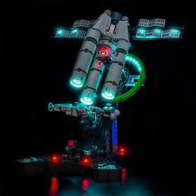 Hilighting LED light kit illuminates the Lego Project Hail Mary setup with vibrant color