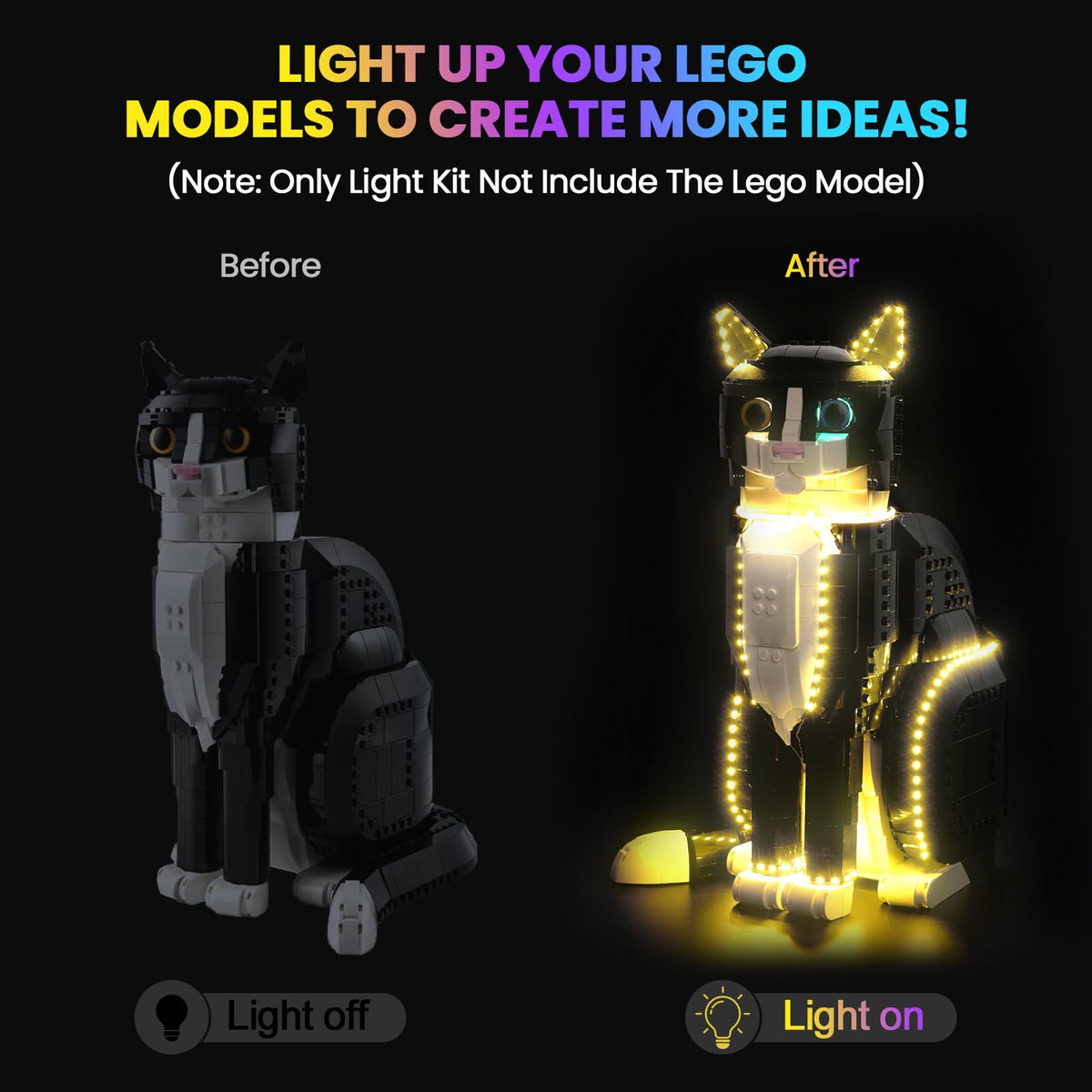 Hilighting seven-color mode adds vibrant ambiance to the LEGO display