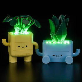 Hilighting LED light kit for Lego Happy Plants creates a bright display.