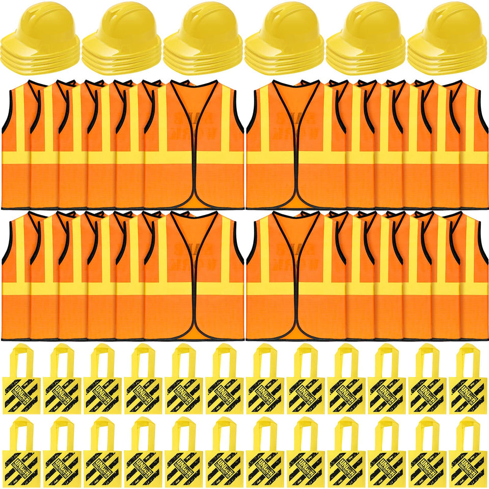 Hillban construction vest close-up, durable fabric for repeated pretend play.