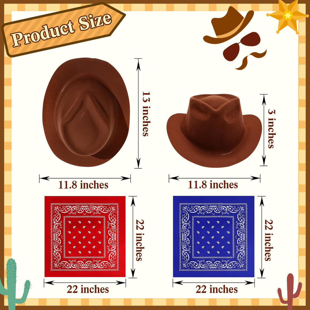 Hillban cowboy hat brown side view, pairs well with bandanas for costume looks
