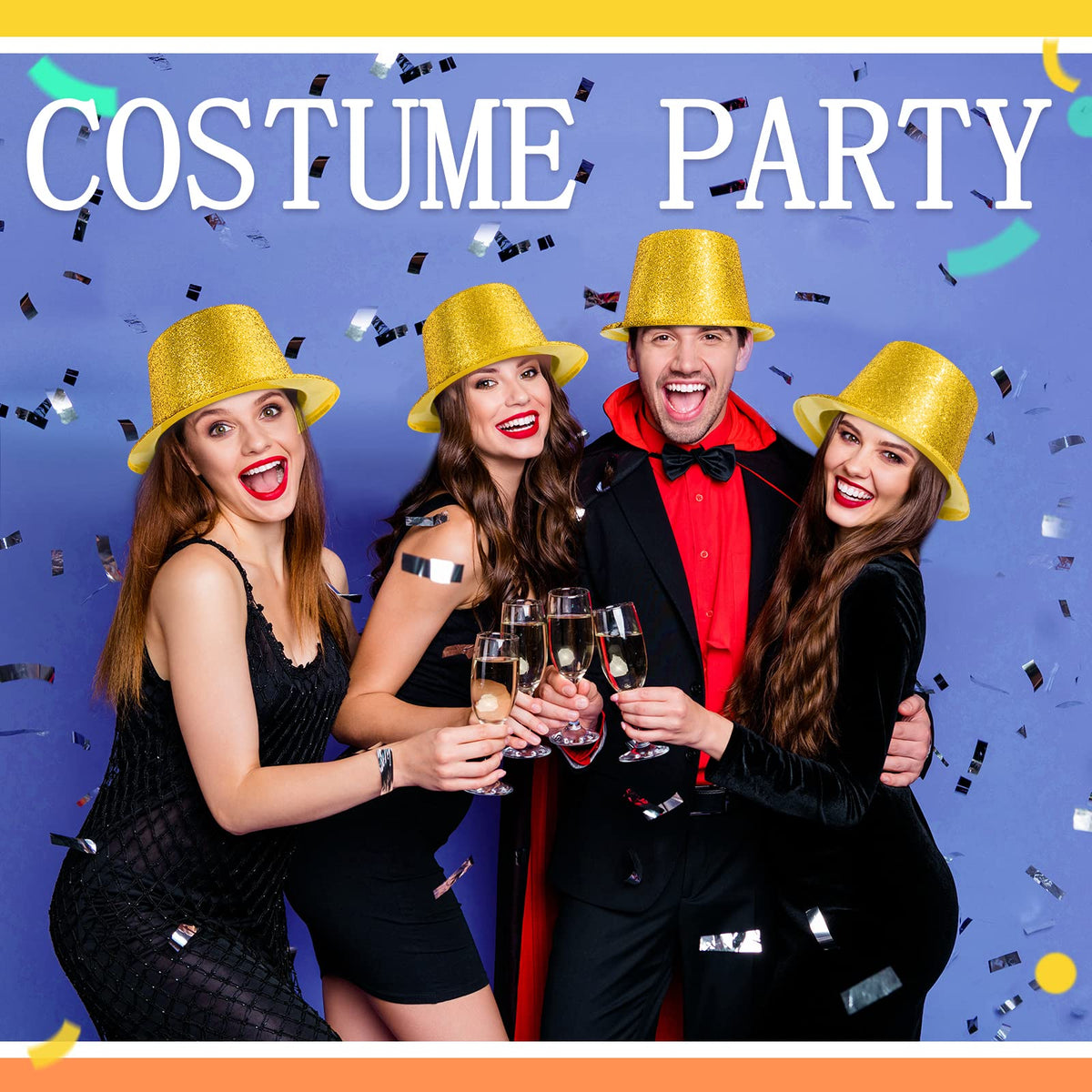 Hillban gold glitter hats for Halloween, birthdays, masquerade