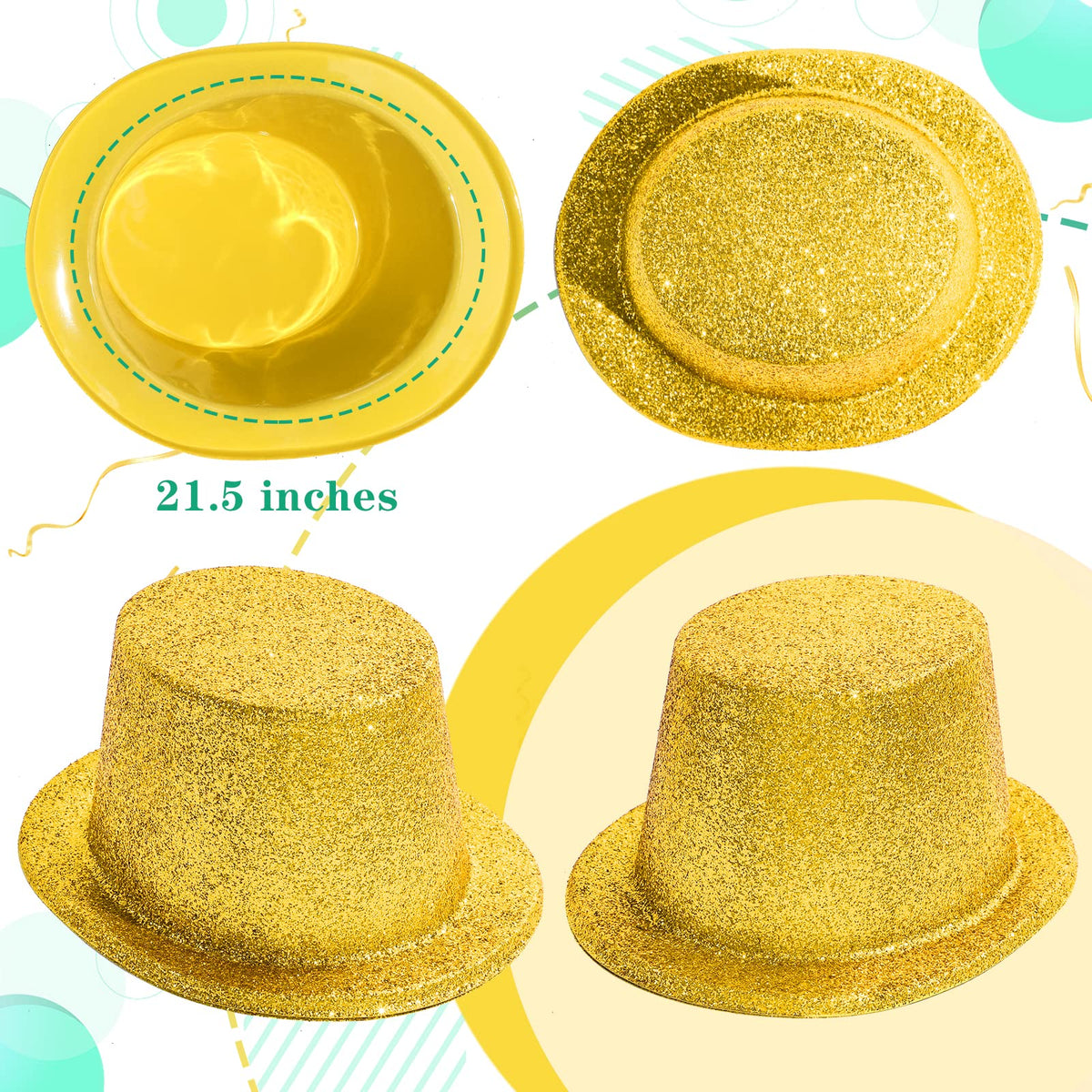Model wearing Hillban gold sequin top hat on stage