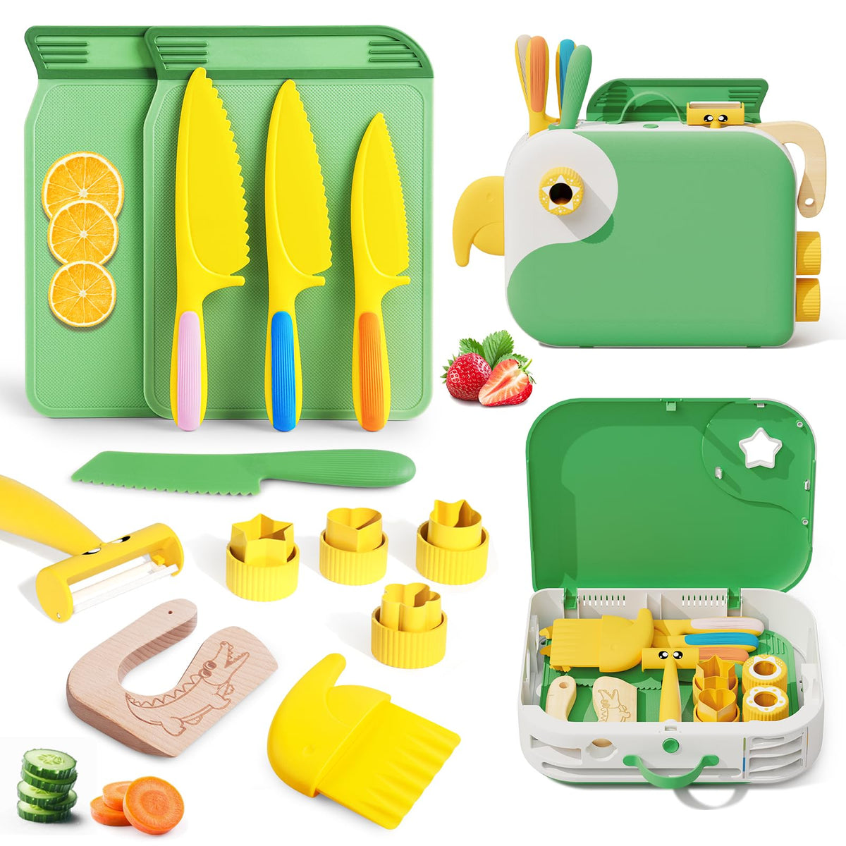 Hilsoeet storage box keeps kitchen tools organized for tidy pretend play.