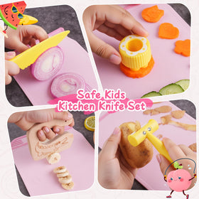 Hilsoeet plastic serrated knives provide safe cutting practice for young cooks