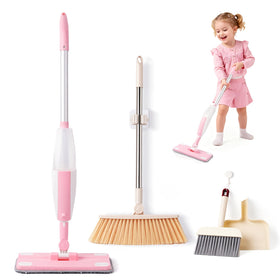 Hilsoeet toddler cleaning toy mop with real spray for pretend play