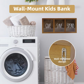 Himitimi wooden piggy bank clear front panel for observing coins and cash