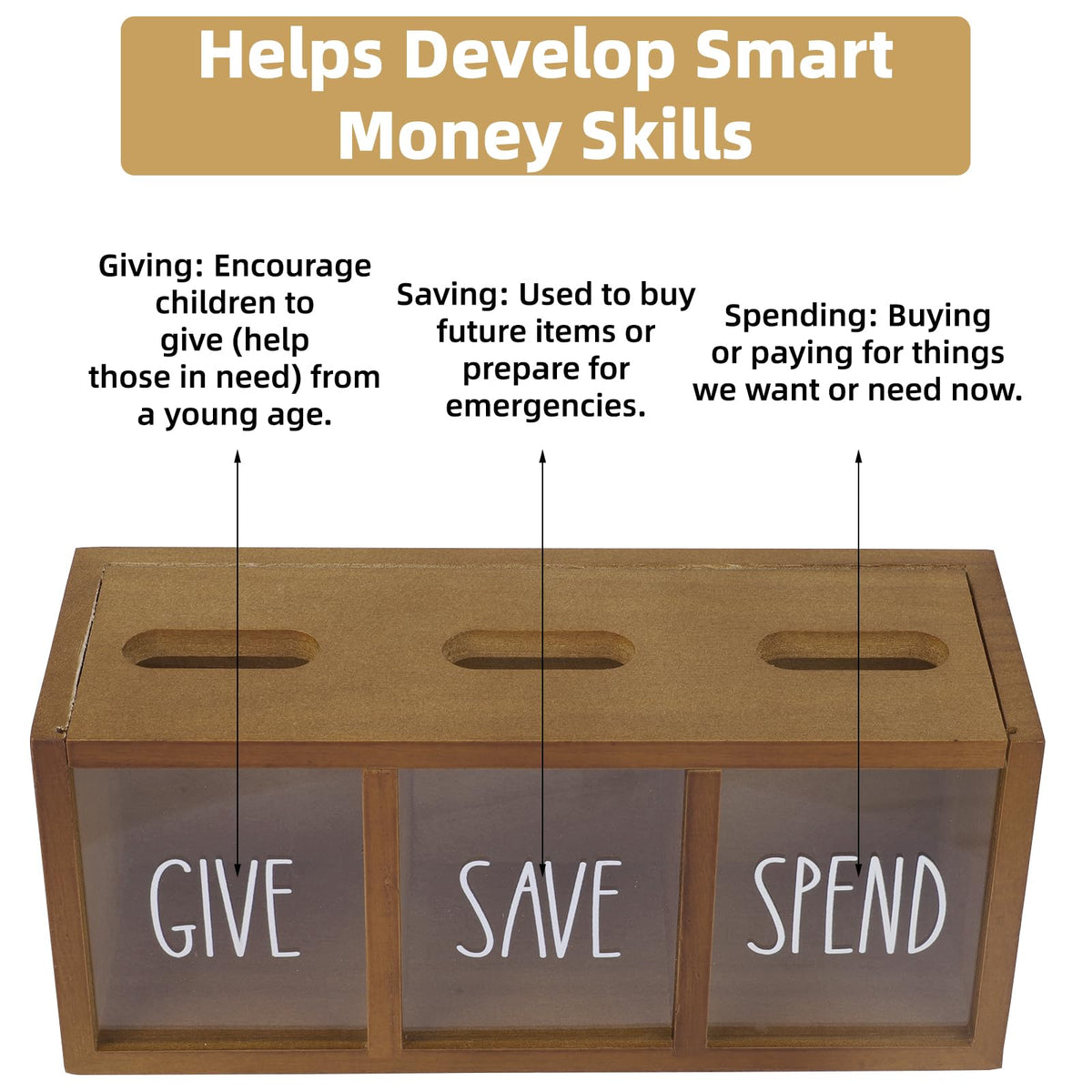 Himitimi wooden piggy bank wall-mount packaging included for versatile placement