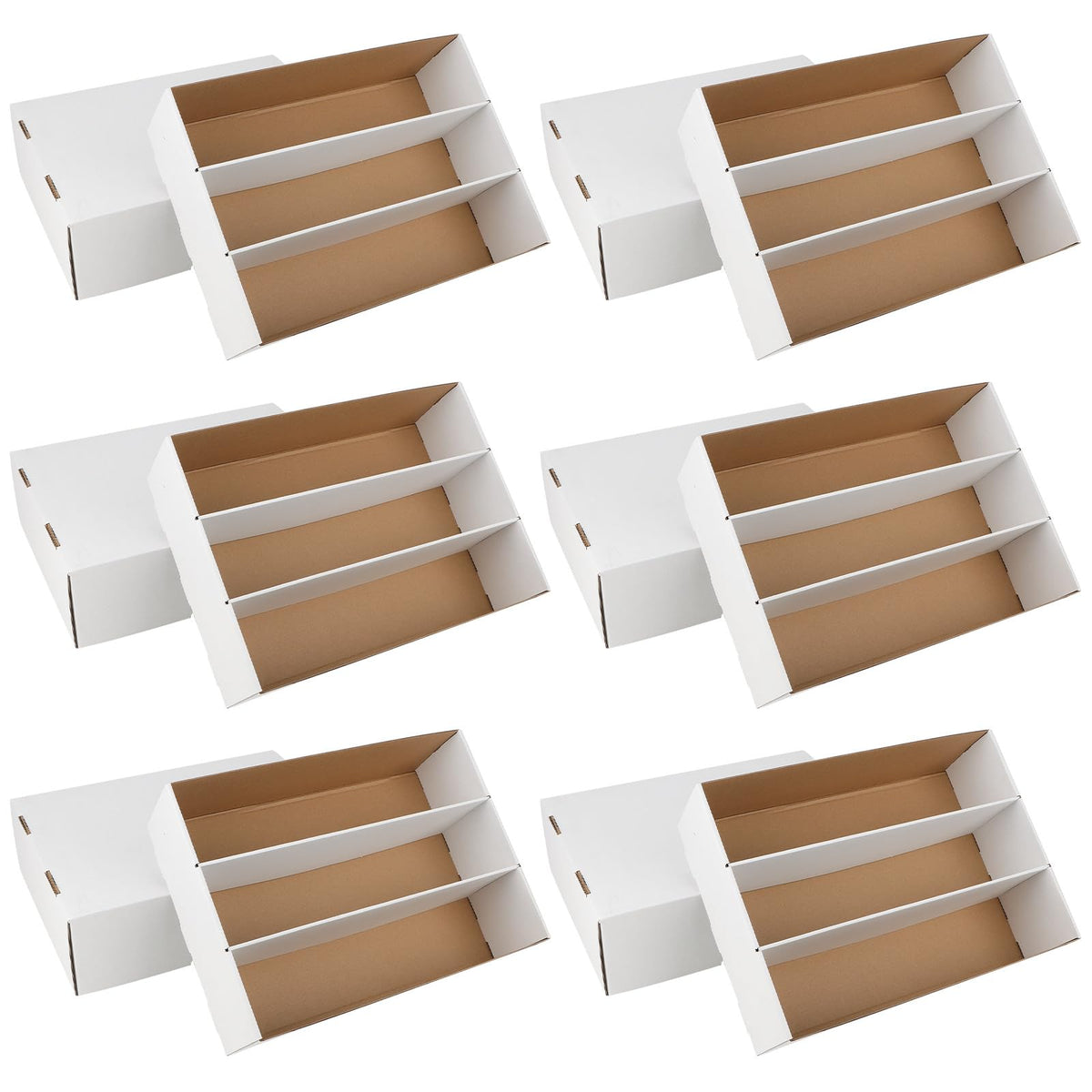 HIMOMO 6-pack storage box assembly with three sorting compartments