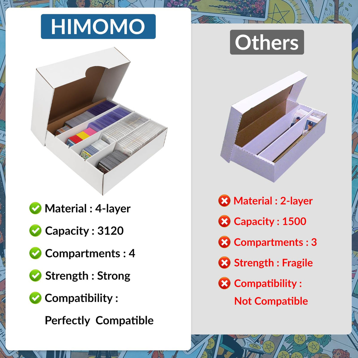 HIMOMO storage box dimensions label displays overall size and interior space