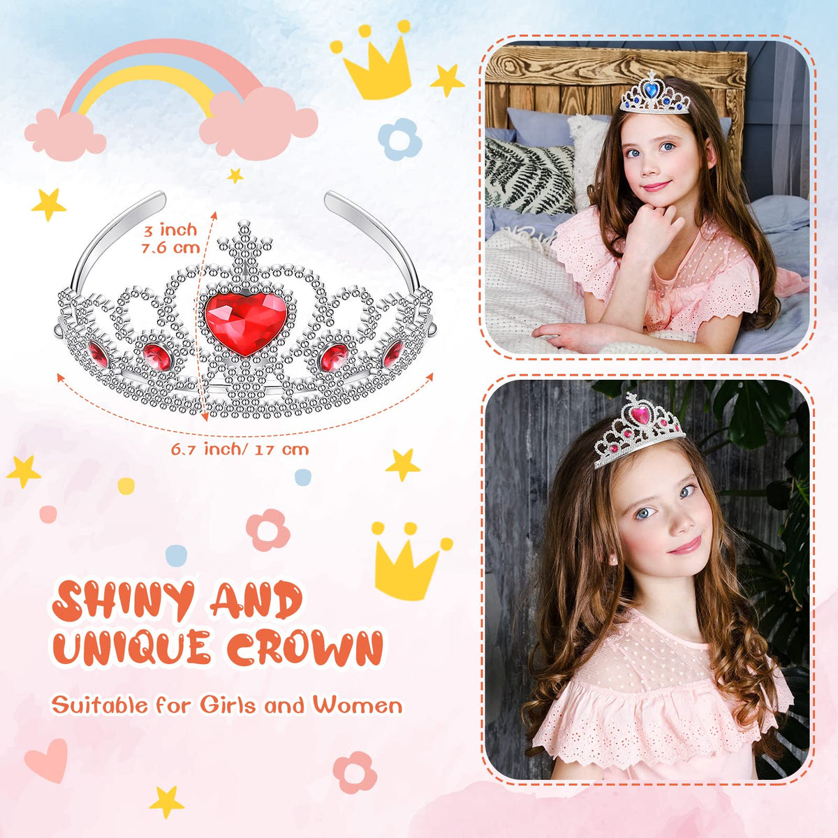 Hinly plastic tiara with crystal inlays for sparkling dress-up